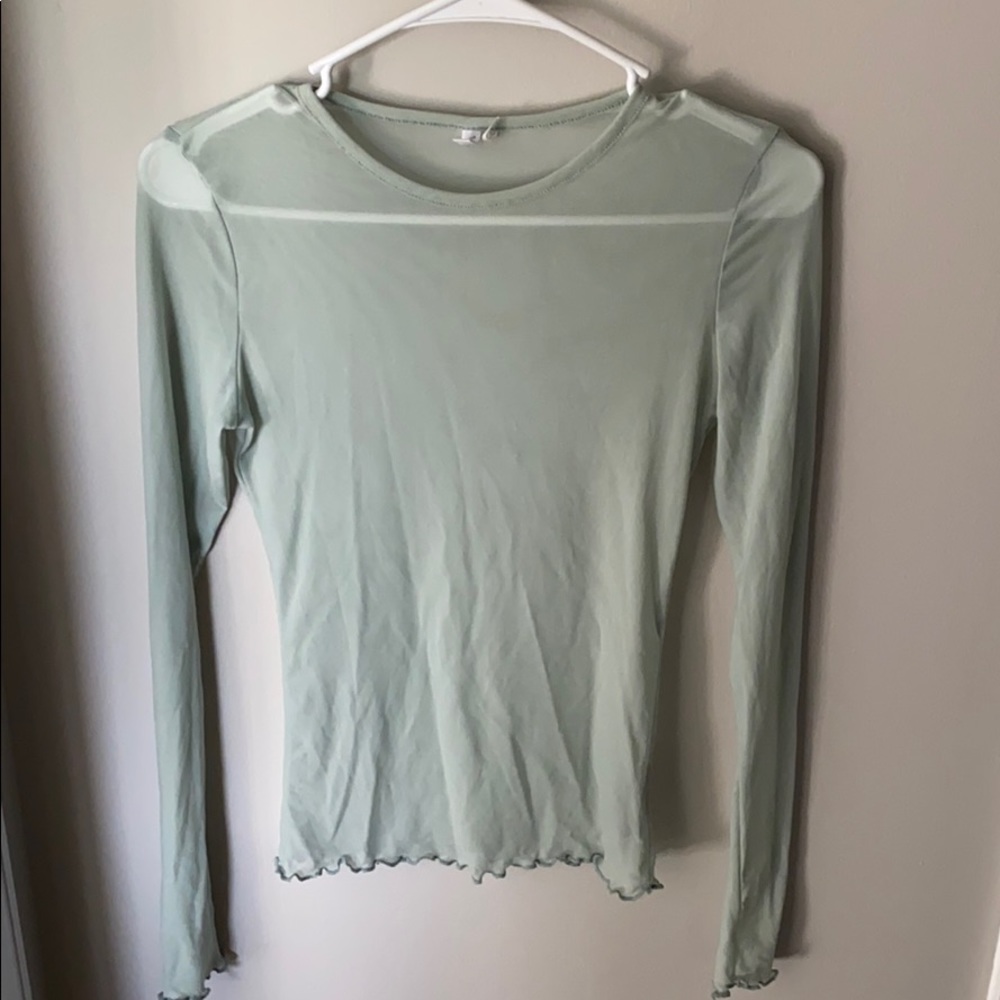 Urban Outfitters green/teal mesh long sleeve top